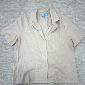 Khaki/tan Linen blend button up top